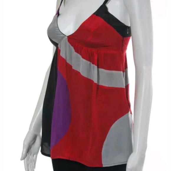 Interlud silk v-neck spaghetti tank shirt xsmall - Picture 2 of 5